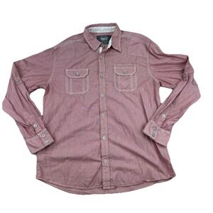 Buckle BKE Shirt Mens XL Athletic Fit Maroon Double Pocket Western Metal Buttons